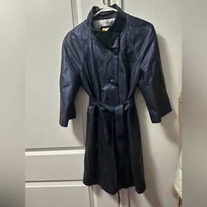 Elegant Dark Blue Women's leather jacket